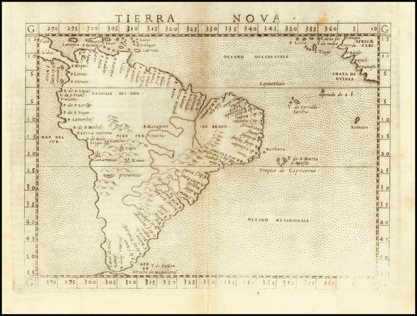 75-South America Map By Girolamo Ruscelli