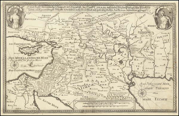 81-Cyprus, Middle East and Holy Land Map By Balthasar Christoph Wust