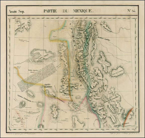 76-Texas, Southwest and Mexico Map By Philippe Marie Vandermaelen