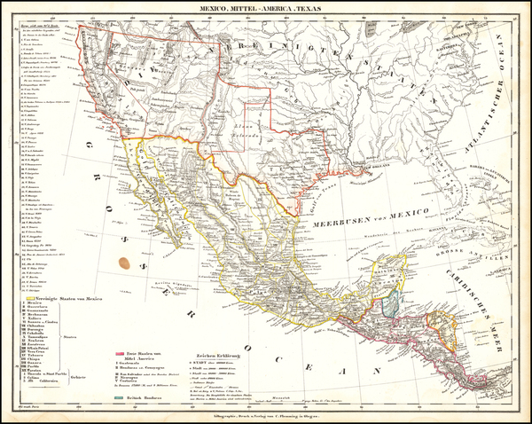 53-Texas, Southwest, Arizona, New Mexico, Rocky Mountains, Mexico and California Map By Carl Flemm