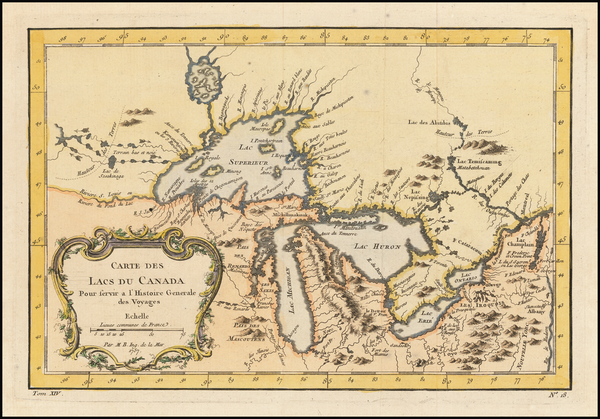 8-Midwest and Canada Map By Jacques Nicolas Bellin