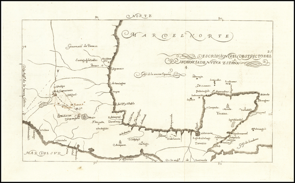 90-Mexico Map By Antonio de Herrera y Tordesillas