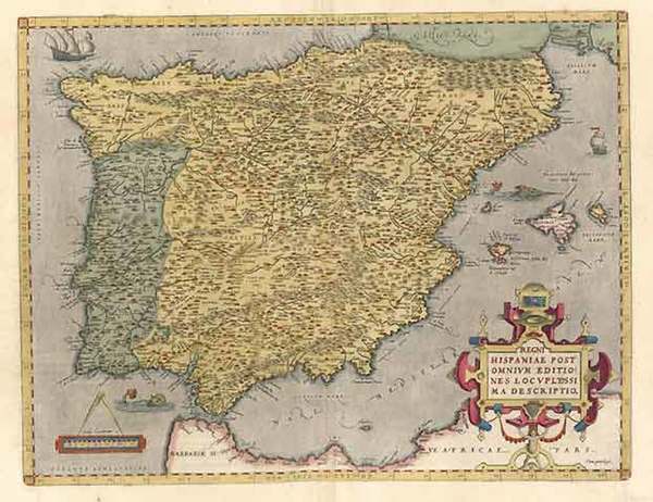 84-Europe, Spain and Portugal Map By Abraham Ortelius