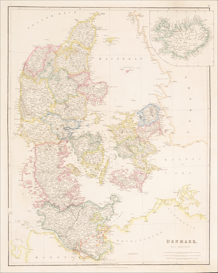 71-Iceland and Denmark Map By John Arrowsmith