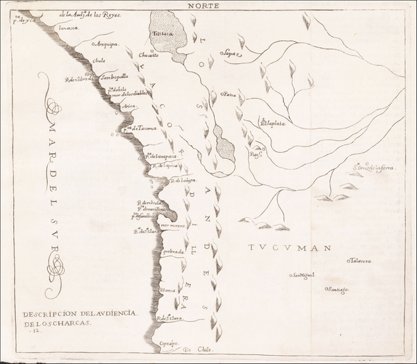 75-Chile, Paraguay & Bolivia and Peru & Ecuador Map By Antonio de Herrera y Tordesillas