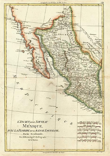 90-Texas, Southwest, Mexico and Baja California Map By Rigobert Bonne