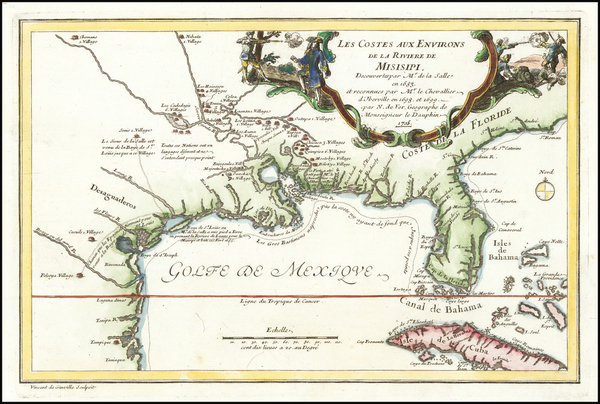 2-Florida, South, Southeast, Texas and Southwest Map By Nicolas de Fer