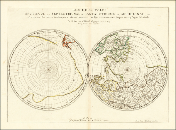 97-World and Polar Maps Map By Nicolas Sanson