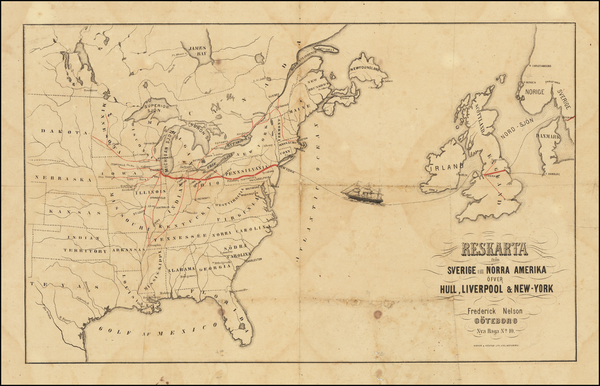 0-Atlantic Ocean, United States and Scandinavia Map By Frederick Nelson