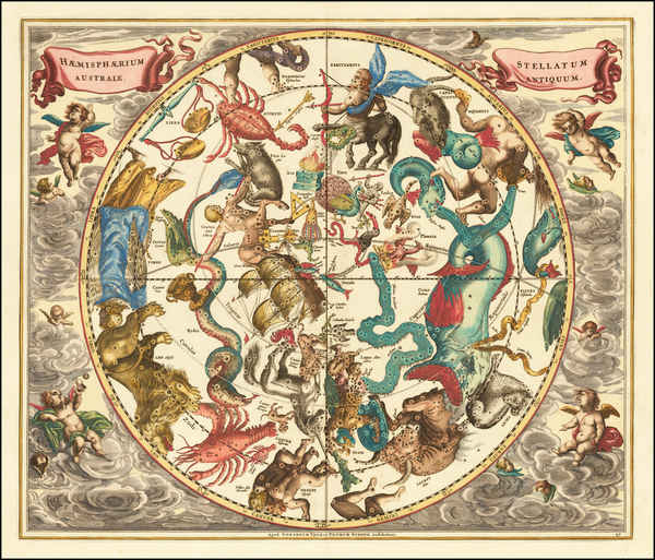 33-Celestial Maps Map By Andreas Cellarius