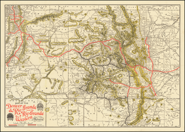 43-Colorado, Utah, New Mexico, Colorado and Utah Map By American Bank Note Company