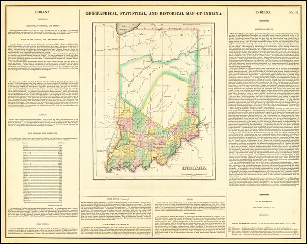 24-Indiana Map By Henry Charles Carey  &  Isaac Lea