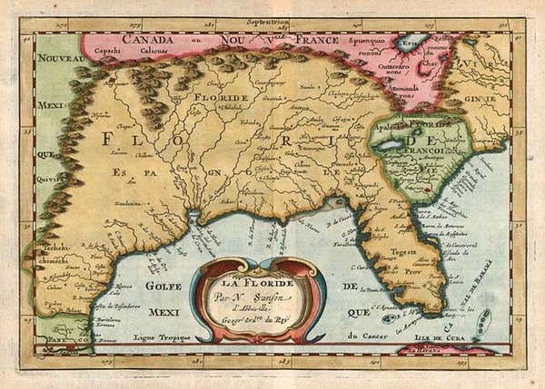 68-South, Southeast, Texas and Midwest Map By Nicolas Sanson