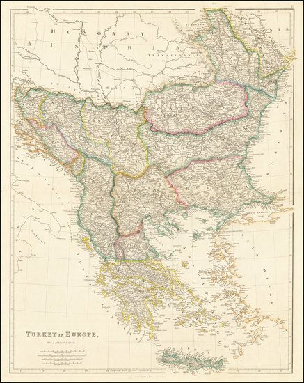 53-Romania, Balkans, Turkey and Greece Map By John Arrowsmith