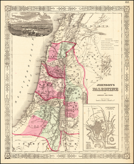 68-Holy Land Map By Alvin Jewett Johnson