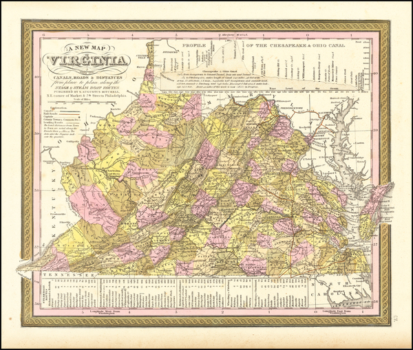 55-Virginia Map By Samuel Augustus Mitchell