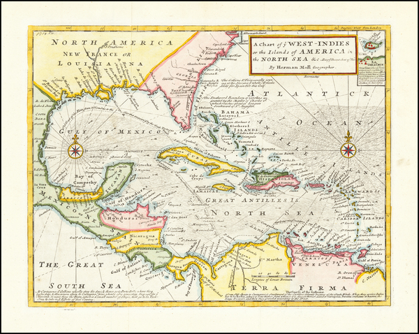 54-South and Southeast Map By Herman Moll