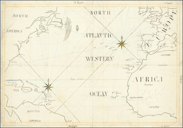 60-Atlantic Ocean, United States and Africa Map By Anonymous