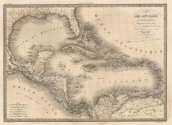 4-Southeast, Texas, Caribbean and Central America Map By Alexandre Emile Lapie