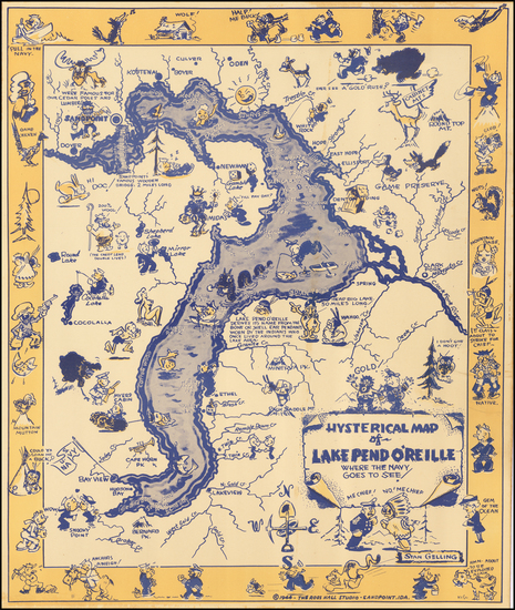 57-Idaho and Pictorial Maps Map By Stan Gelling