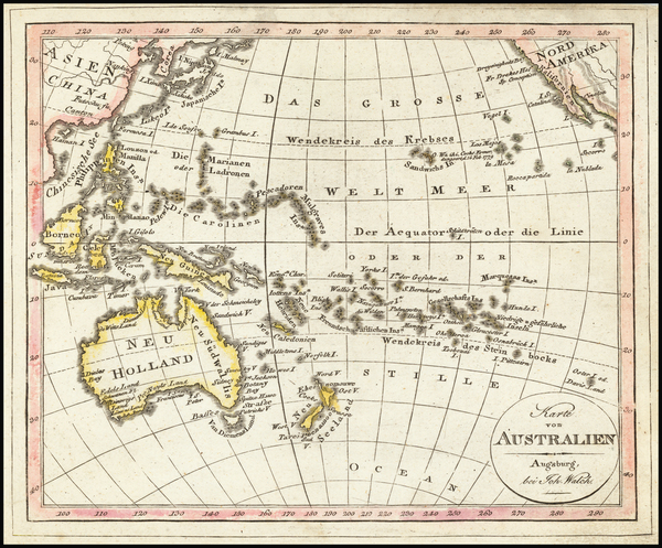 100-Pacific Ocean and Oceania Map By Johann Walch