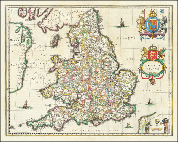 100-England Map By Willem Janszoon Blaeu