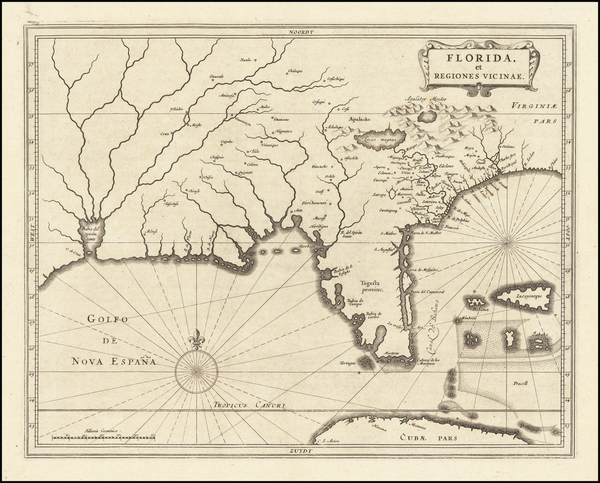 96-Florida, South and Southeast Map By Joannes De Laet