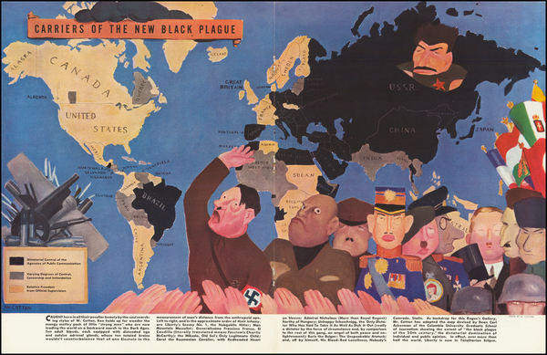 61-World, Pictorial Maps and World War II Map By William Henry Cotton