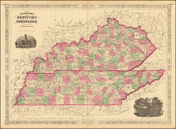 25-Kentucky and Tennessee Map By Alvin Jewett Johnson