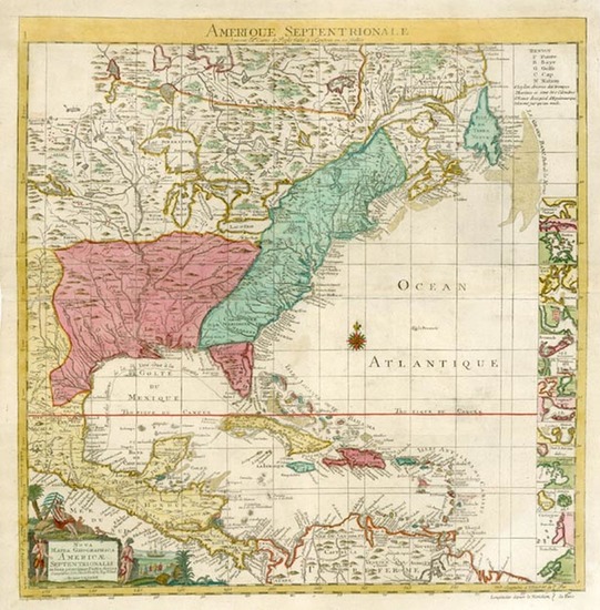 39-United States, Southeast, North America and Canada Map By Johann Michael Probst