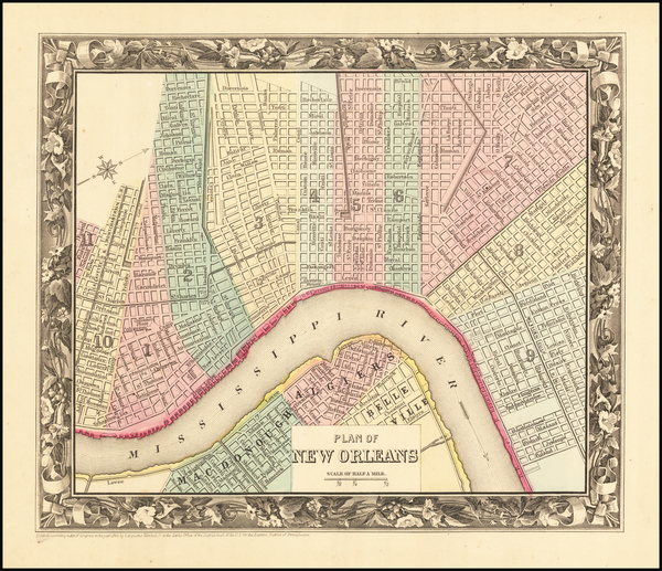 50-Louisiana Map By Samuel Augustus Mitchell Jr.