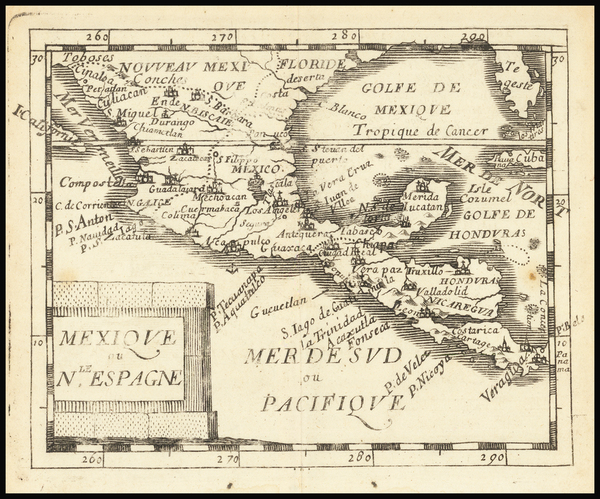 88-Florida, Texas, Mexico and Central America Map By Pierre Du Val