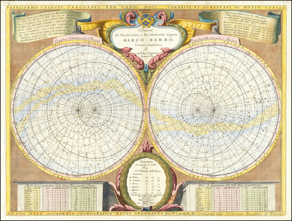 95-Celestial Maps Map By Vincenzo Maria Coronelli