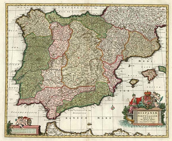 19-Europe, Spain, Portugal and Balearic Islands Map By Nicolaes Visscher I