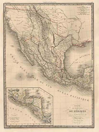 5-Texas, Southwest, Rocky Mountains and California Map By Alexandre Emile Lapie