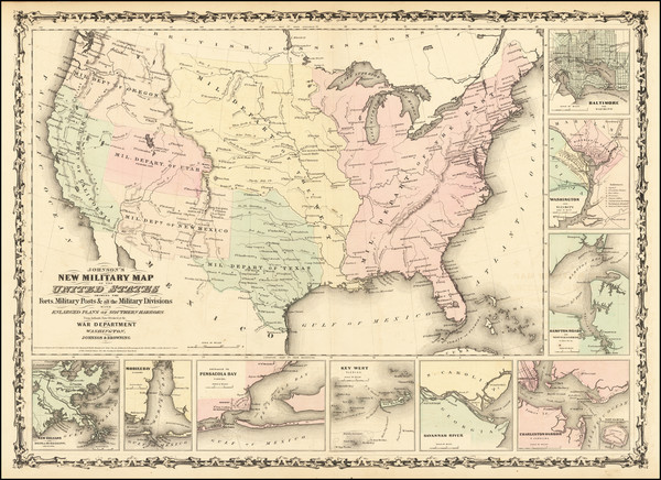 67-United States and Civil War Map By Alvin Jewett Johnson  &  Ross C. Browning