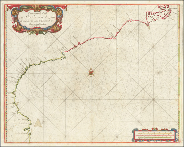 88-Florida, Southeast, Georgia, North Carolina and South Carolina Map By Arent Roggeveen / Jacobus