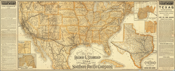 100-United States, Texas, California and Los Angeles Map By Poole Brothers