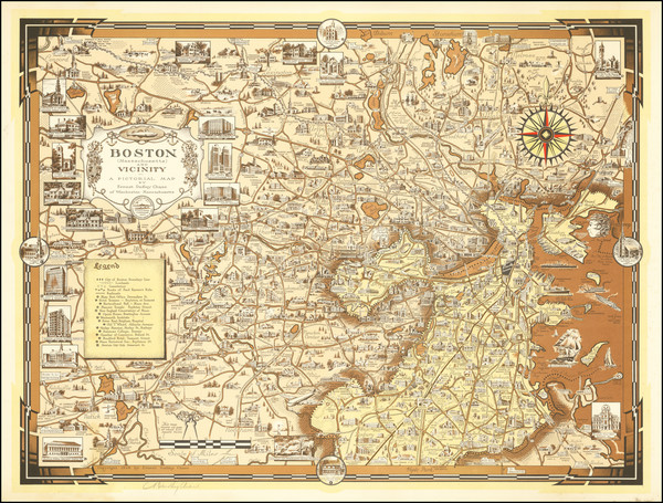 34-Massachusetts and Boston Map By Ernest Dudley Chase