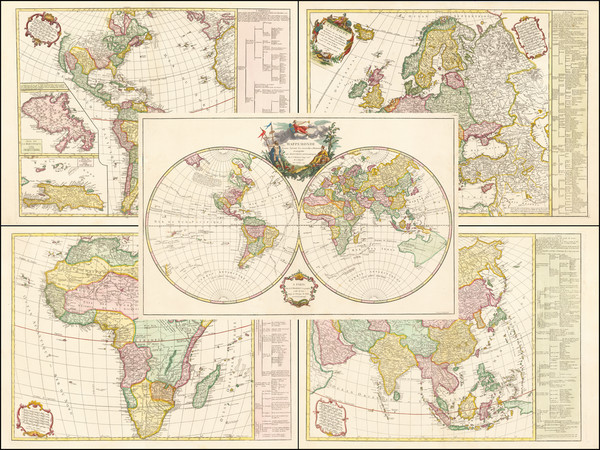 85-World Map By Gilles Robert de Vaugondy