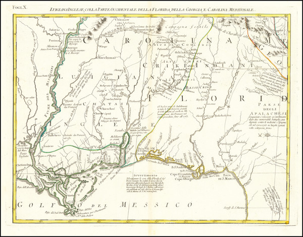 80-South, Louisiana, Alabama, Mississippi, Tennessee, Southeast and Georgia Map By Antonio Zatta