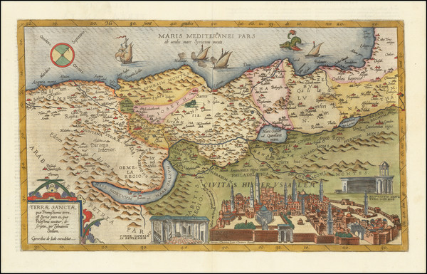 22-Holy Land Map By Gerard de Jode