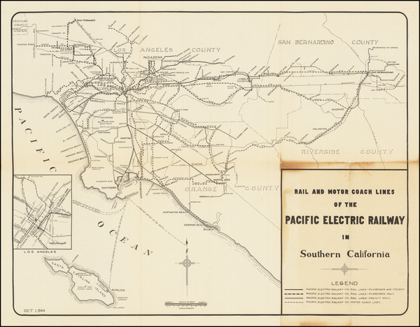 42-California and Los Angeles Map By Pacific Electric Railway