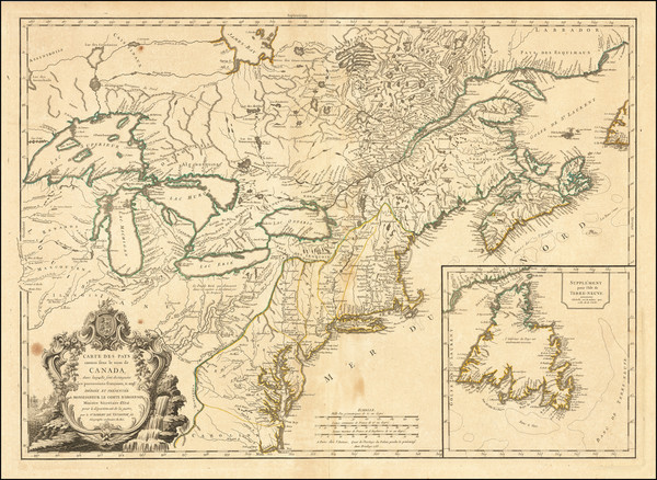 45-United States, New England, Mid-Atlantic, Midwest and Canada Map By Didier Robert de Vaugondy