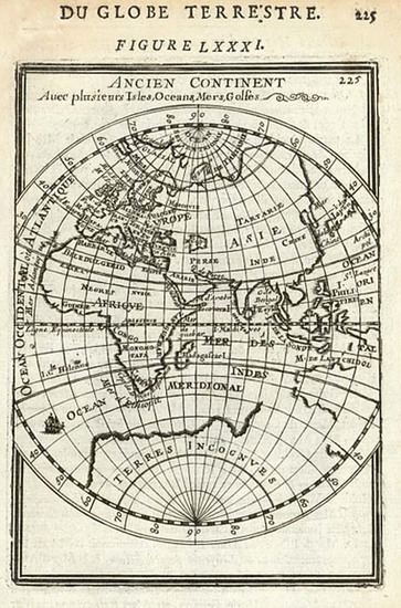 17-World and Eastern Hemisphere Map By Alain Manesson Mallet