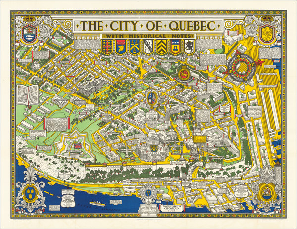 7-Pictorial Maps, Canada and Quebec Map By Samuel Herbert Maw