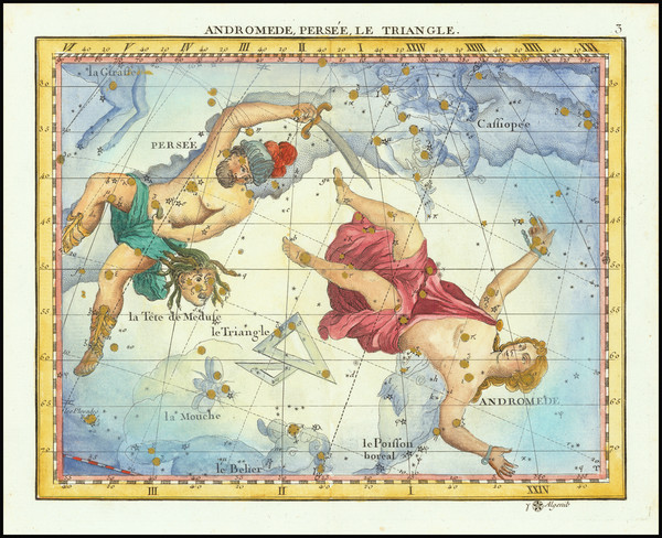 37-Celestial Maps Map By John Flamsteed / Jean Nicolas Fortin