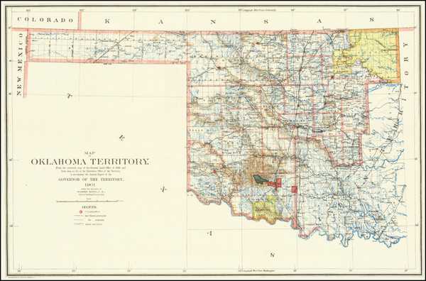 98-Oklahoma & Indian Territory Map By U.S. General Land Office