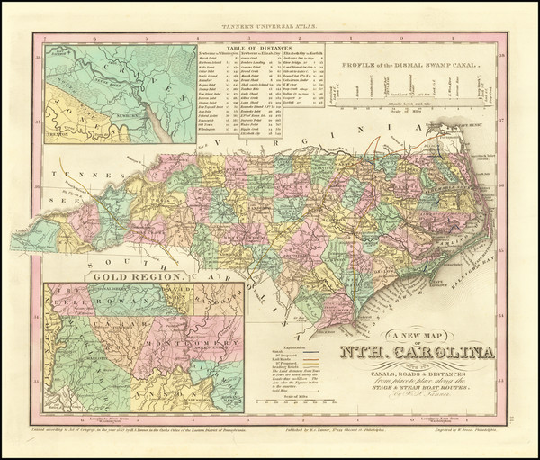 62-North Carolina Map By Henry Schenk Tanner