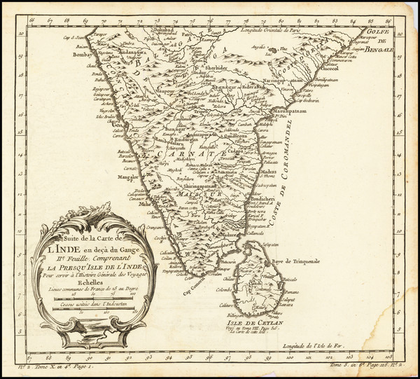 68-India and Sri Lanka Map By Jacques Nicolas Bellin